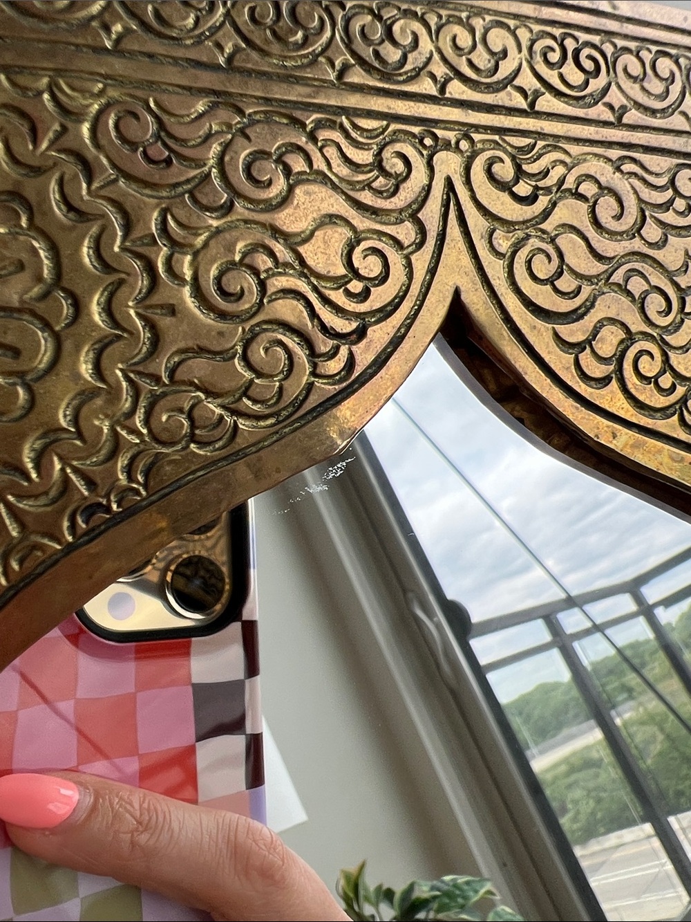 Moroccan Brass Accent Mirror Decor - Picture 8 of 14